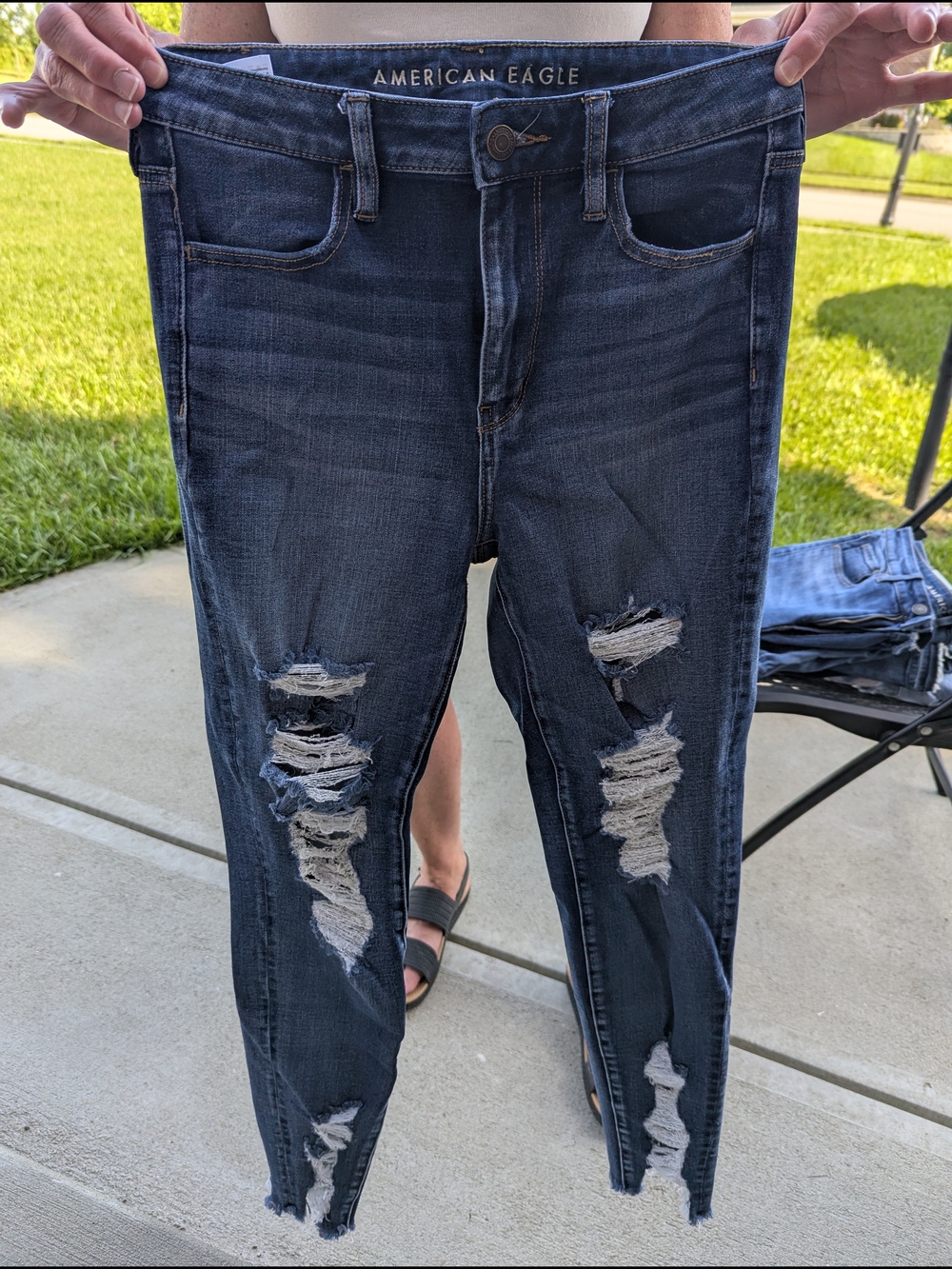 American Eagle Outfitters Women’s Skinny Ripped Jeans - Dark Blue